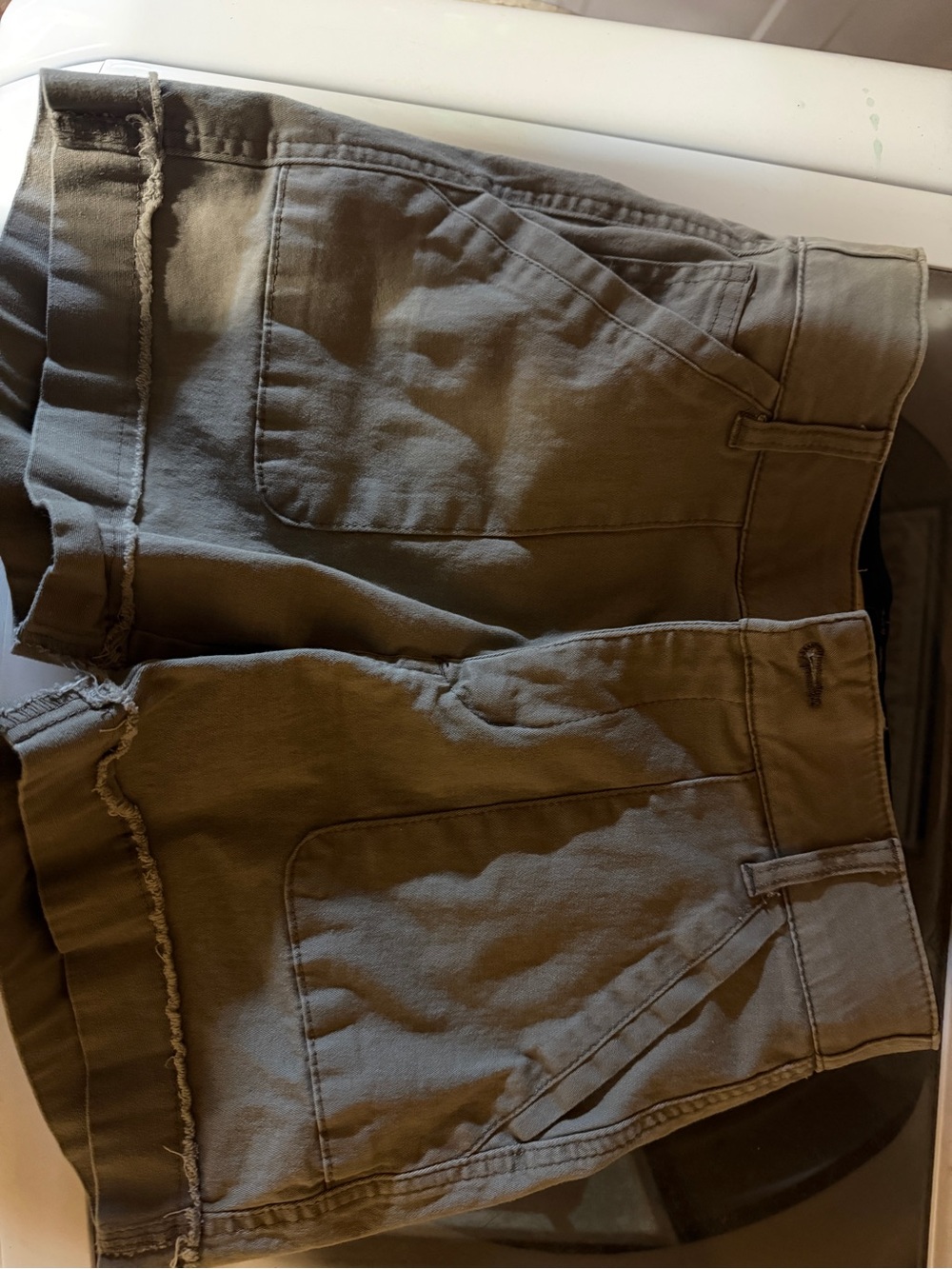 Brown Frayed Hem Utility Shorts